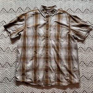 Carhartt Relaxed Fit Plaid Button-Down Shirt | Men’s XL Tall | Brown/Tan